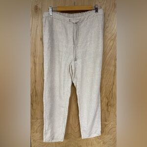 Chico's Women Linen Pants Size 1R Size 8 Beige Drawstring Waist Ankle Summer